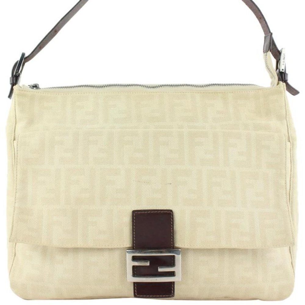 Fendi Ivory Zucca Mamma FF Monogram Baguette Zip